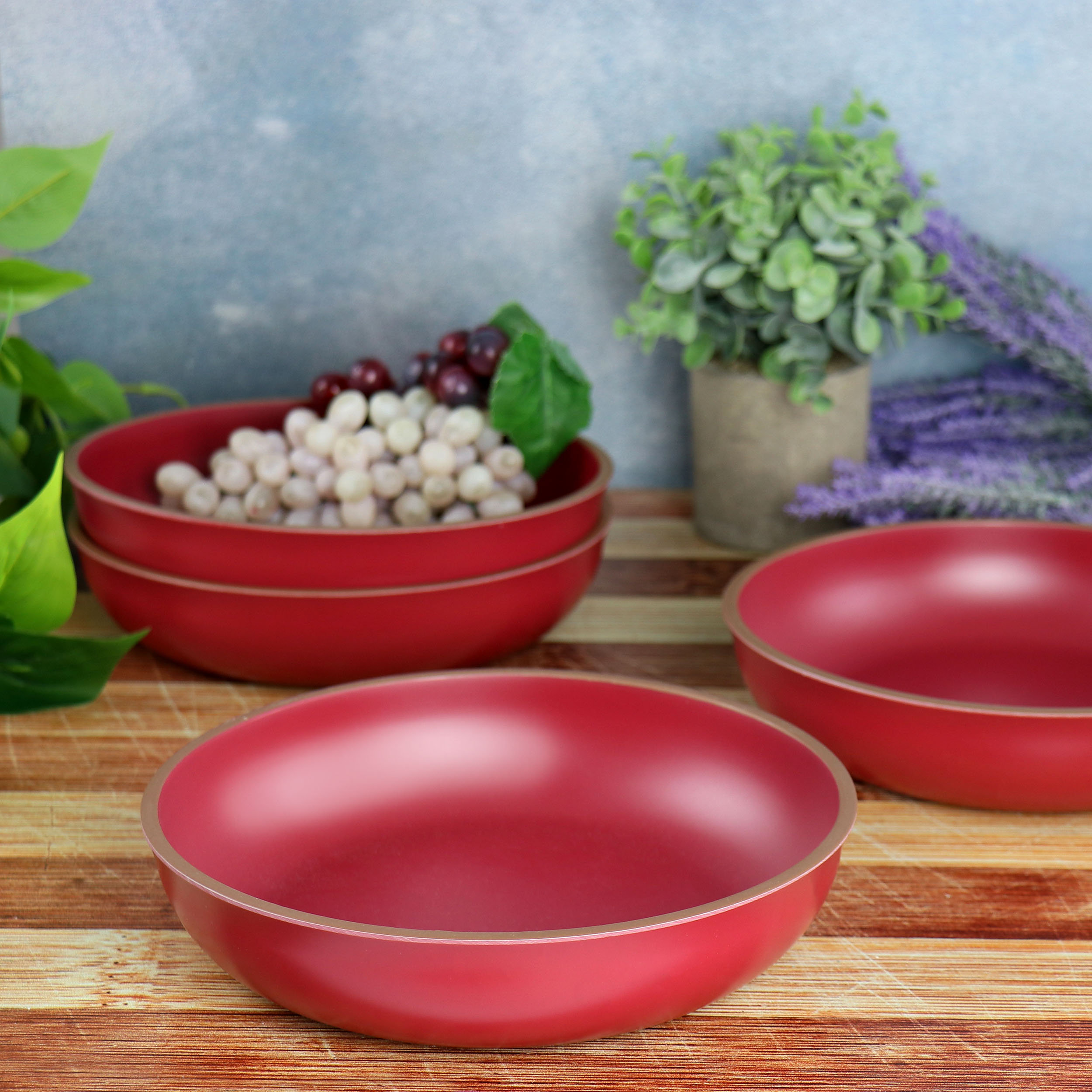 Gibson Home 4 Piece Melamine Dinner Bowl Set in Dark Pink Wayfair