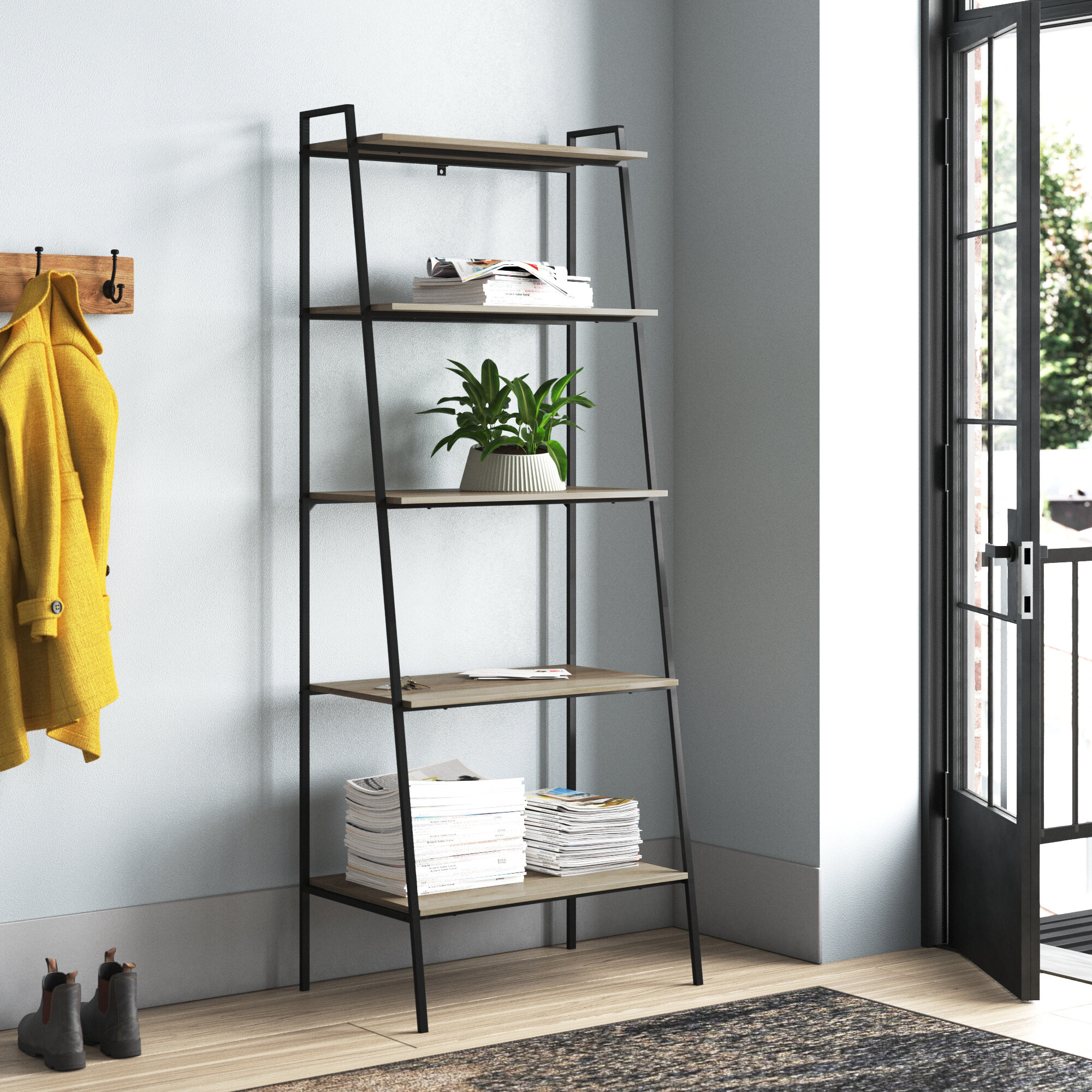 Stylish Ladder Shelf Crisp Grey Finish Great Interior Choice For Your Home 