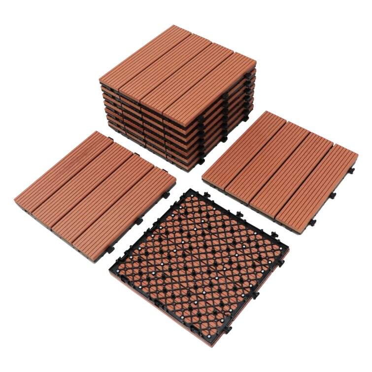 Interlocking Non-Slip Wood Composite Decking Tiles 