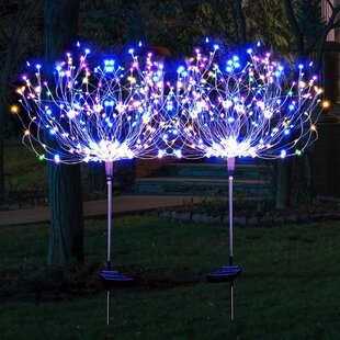 2PCS 90LED Solar Powered Firework Starburst Stake Garden Lights Multicolor UK 