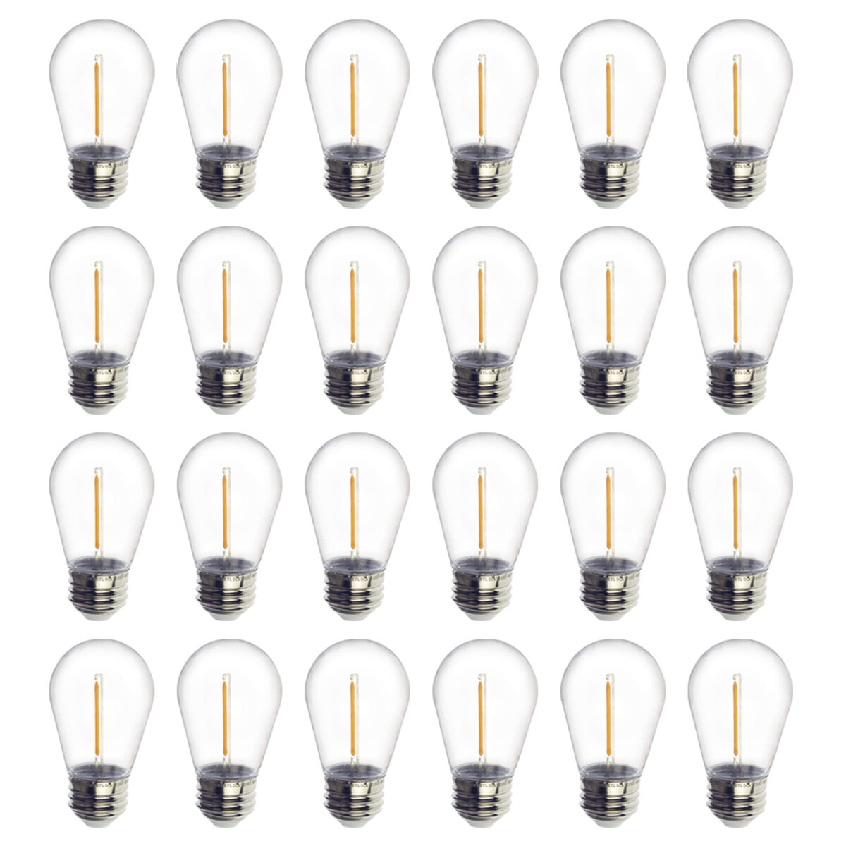 11W String Light Bulbs S14 LED 18-Pack E26 Base 18-PACK Warm White Outdoor Glass 
