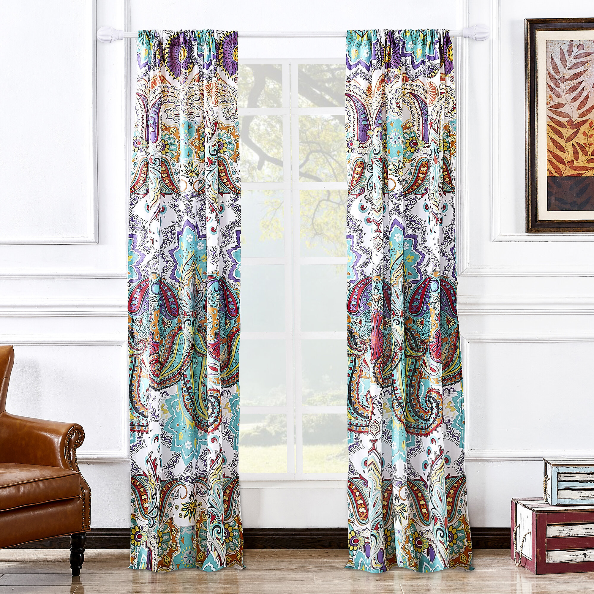 Paisley Drapery Curtain Panels 