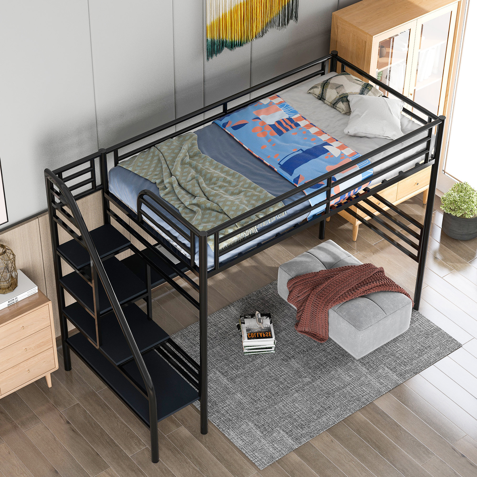 Isabelle & Max™ Haileyville Twin Platforms Loft Bed with BuiltinDesk