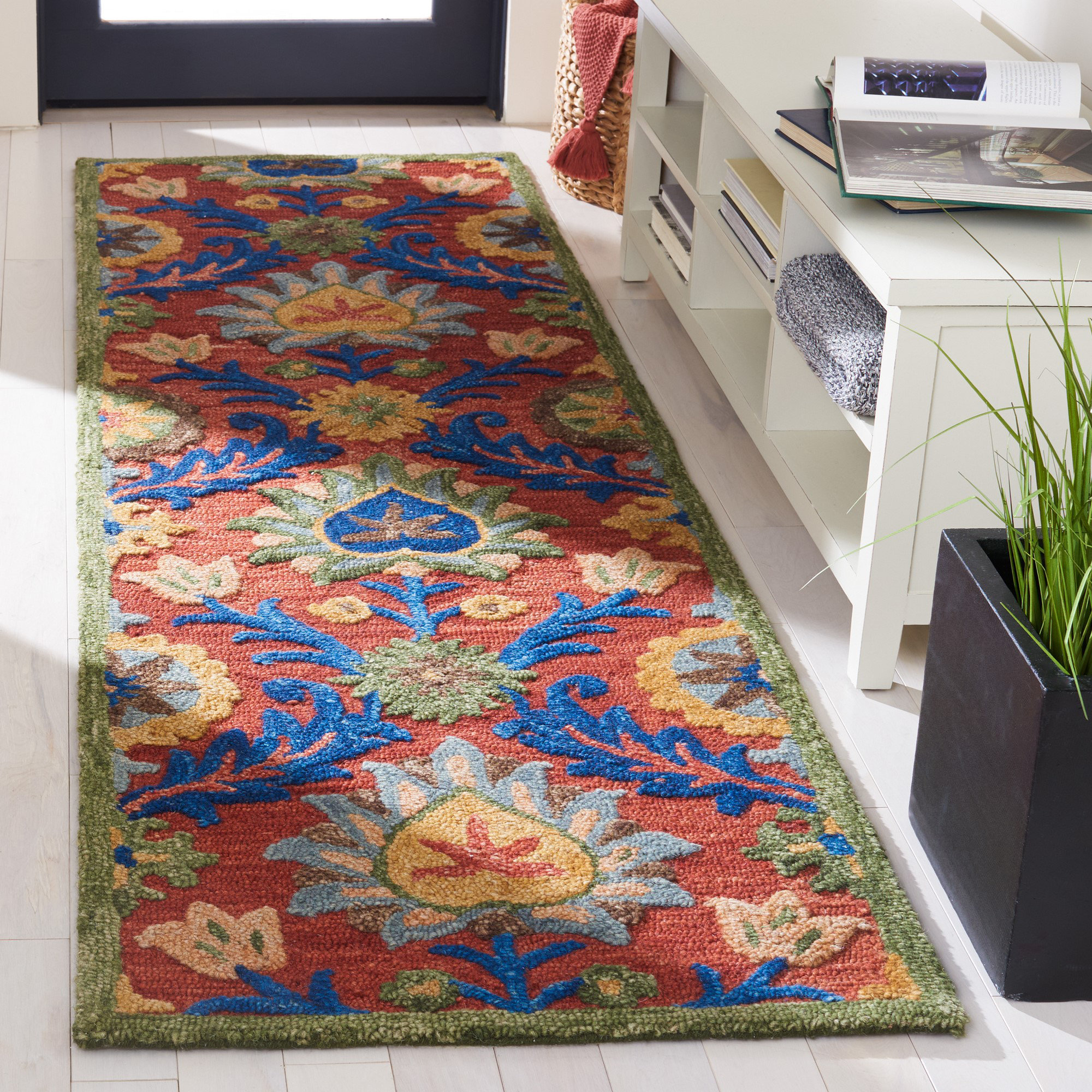 Langley Street Gulledge Oriental Handmade Tufted Red/Blue/Yellow Area ...