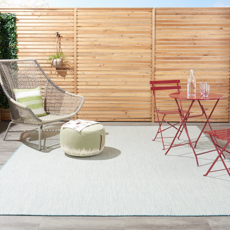 Bay Isle Home Mcdade Ivory/Aqua Blue Indoor/Outdoor Rug & Reviews | Wayfair