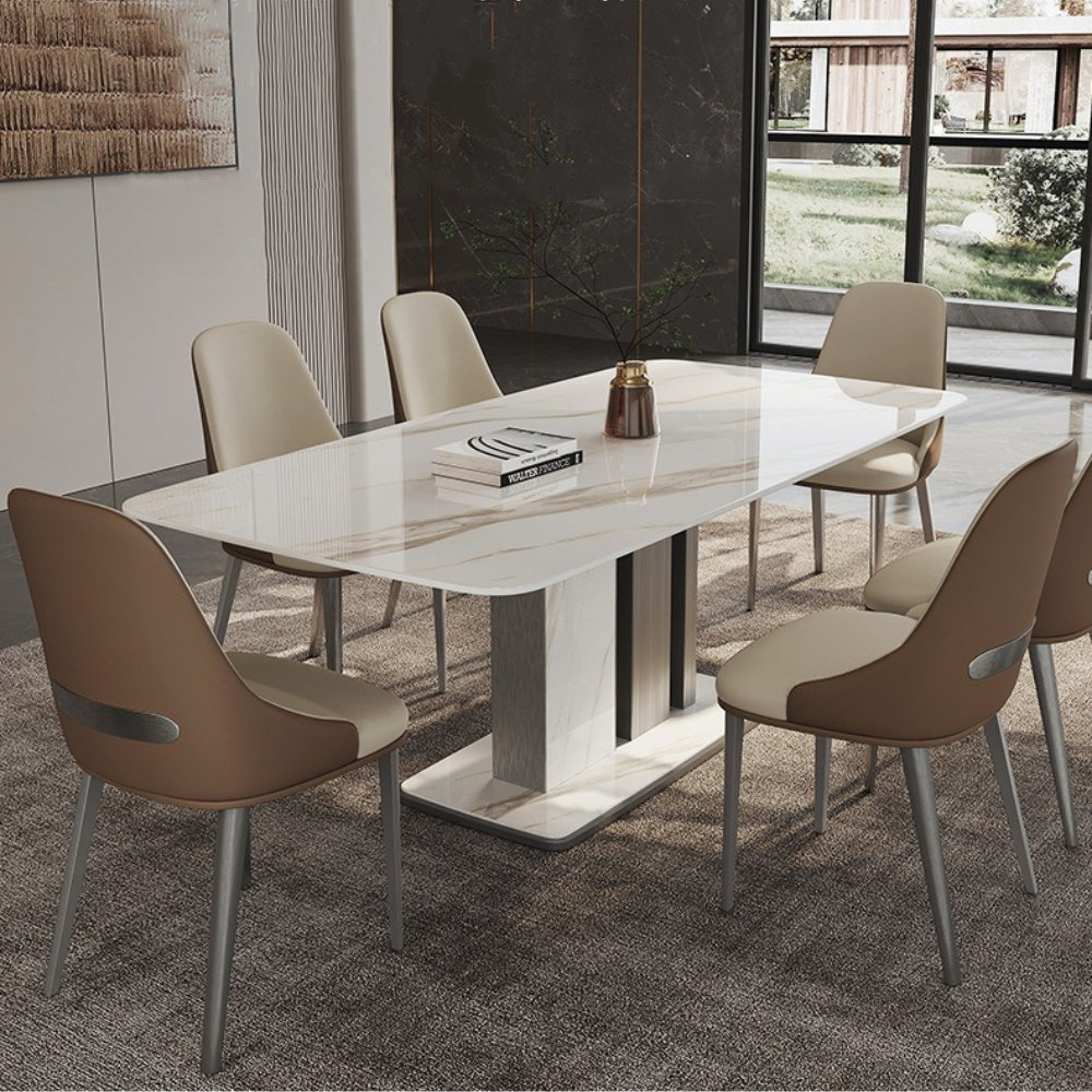 POWER HUT Italian Very Simple Rock Plate Table Sets Simple Modern