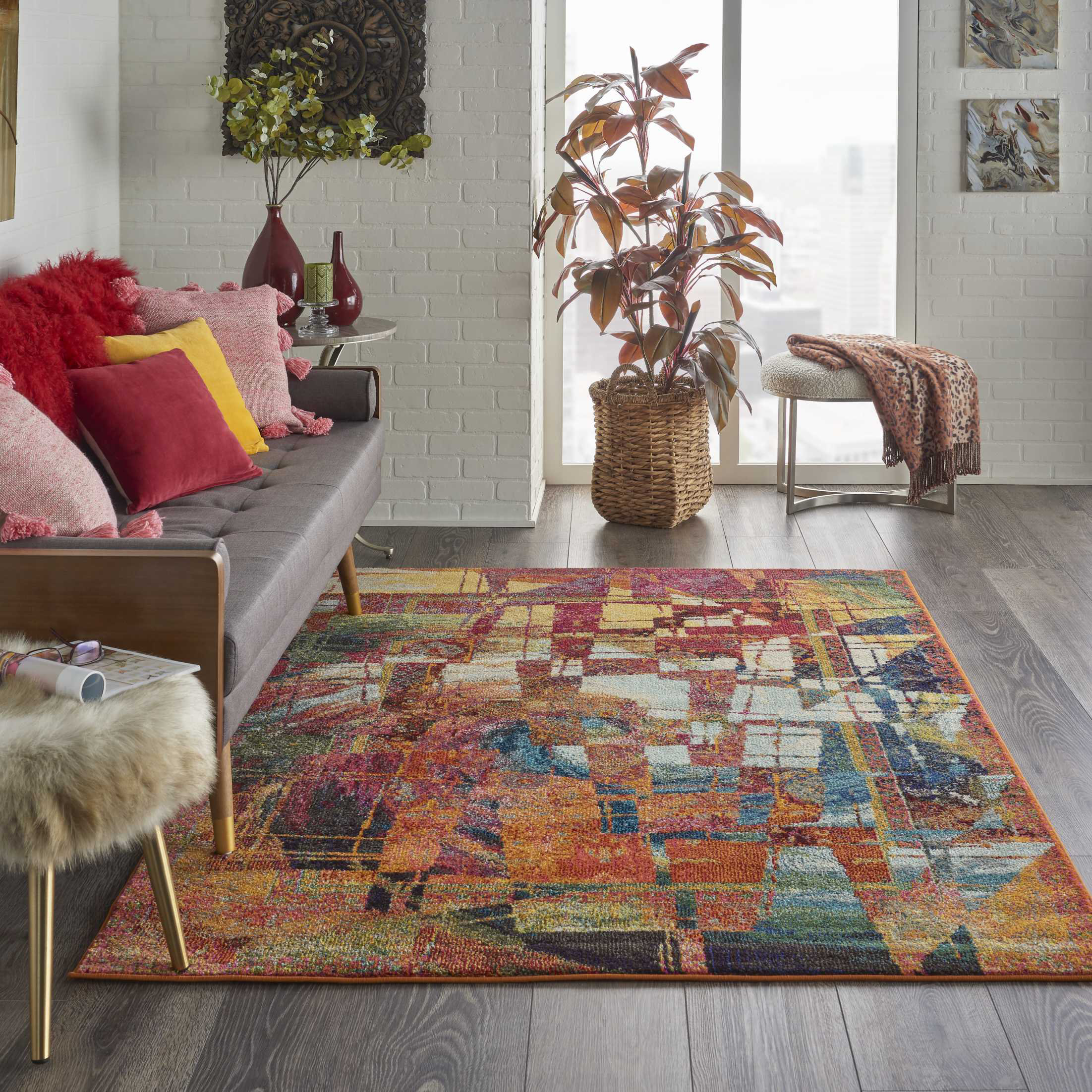 Ivy Bronx Velva Abstract Red/Green/Blue/Gold Area Rug & Reviews Wayfair