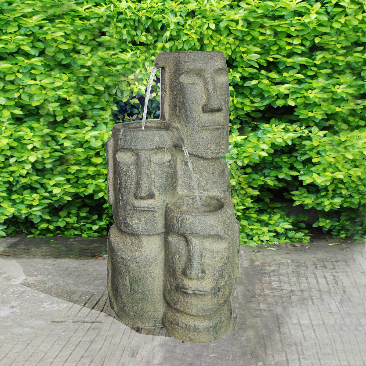 HiLine Gift Ltd. Resin Easter Island Heads Fountain with Light Wayfair