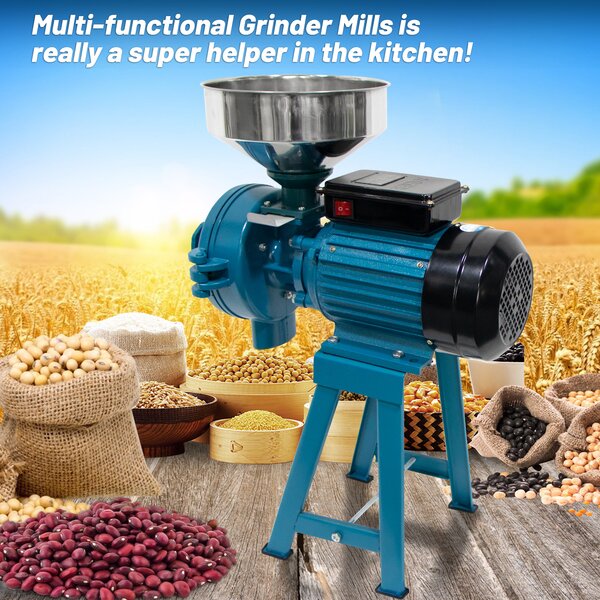 Electric Mill Grinder 110V Corn Rice Wheat Animal Poultry Feed Milling & Funnel 