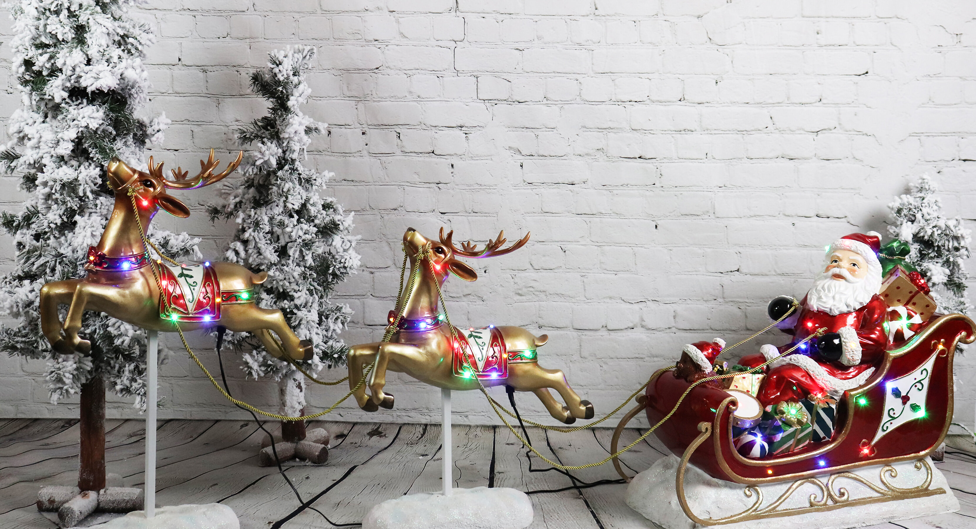 Santa Snowman Reindeer LED Light Up Figures Christmas Home Decorations Ornaments 