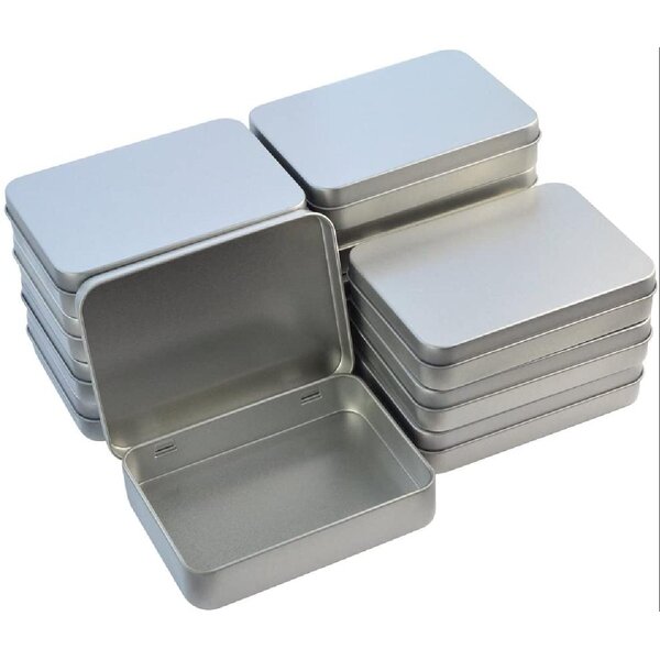 Square Metal Storage Tin with Hinged Lid 60ml *Crafts *NEW* White Black Silver 