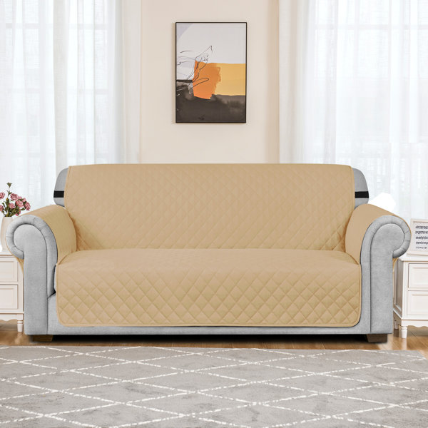 Reversible Furniture Protector Quilted Gray Navy Slipcover Sofa Love Seat Cover 