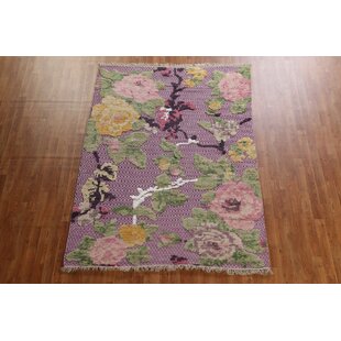 One-of-a-Kind Hand-Knotted 5'7" X 7'10" Wool Area Rug in Purple