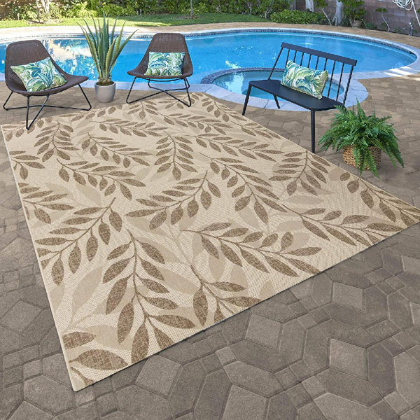 Red Barrel Studio® Torito Palm Ginger Leaf Chestnut Tan Indoor/Outdoor ...