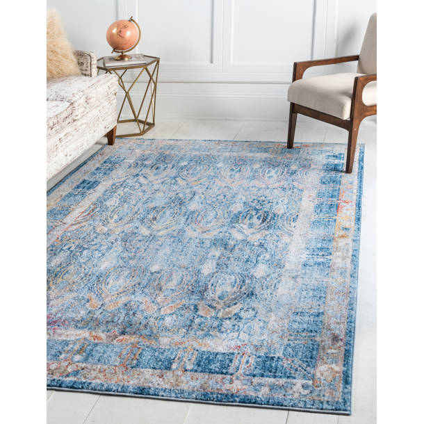 Bungalow Rose Rosamonde 100% Space Dyed Polyester Blue Rug & Reviews ...