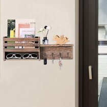 Wooden Door Hanger Wall Mount Hooks Key Holder Rack Organizer Shelf Home Decor 