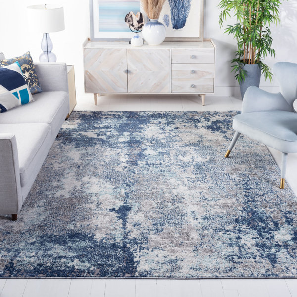 Trent Austin Design® Round Abstract Navy/Gray Area Rug & Reviews | Wayfair