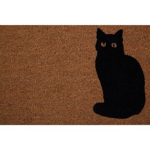 Indoor/Outdoor Biodegradable Coir Welcome Mat Entryways Peeping Cats Doormat 