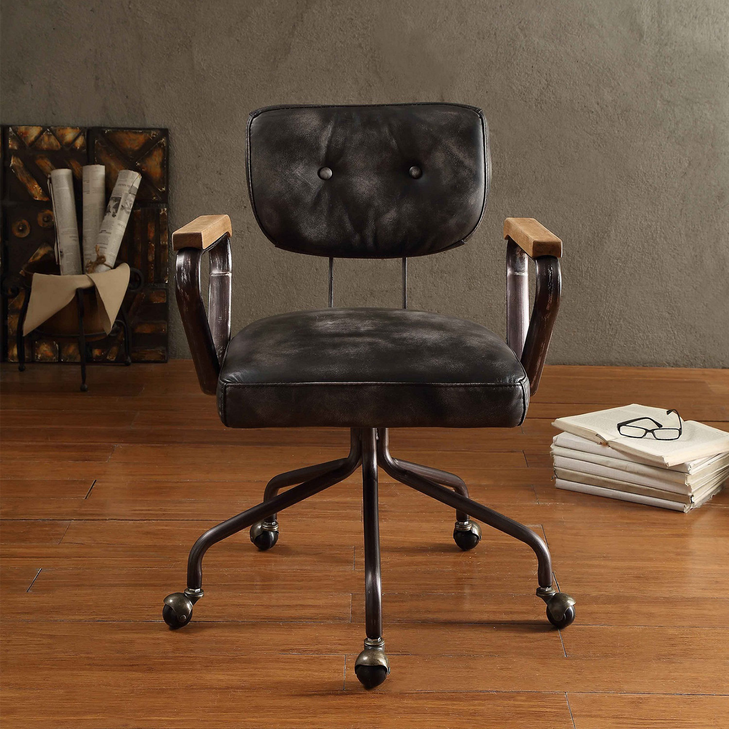 Williston Top Grain Leather Office Chair With 5Star Base In