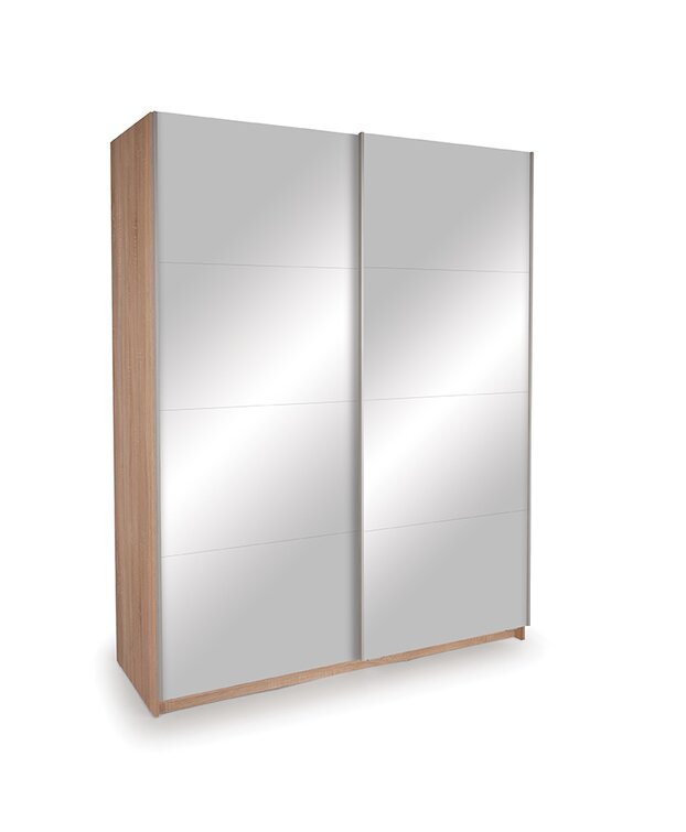 Ivy Bronx Jeb Oak Sliding Wardrobe Double Mirror | Wayfair.co.uk