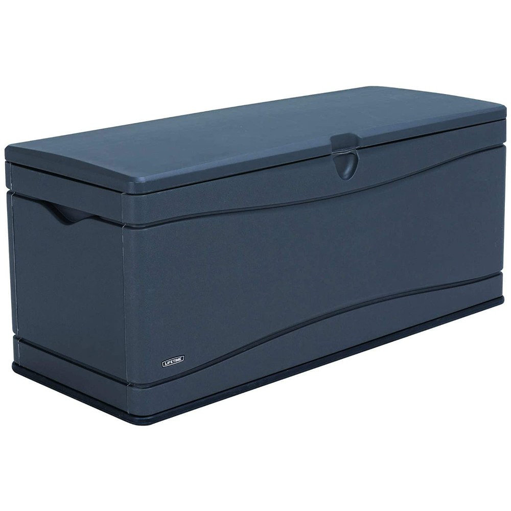 Outdoor Storage Box Hinged Lid Plastic Garden Tools Furniture Storage Container 