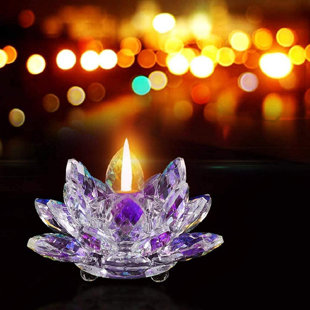 Crushed  Diamond bling Gold Lotus Flower Tea Light Candle Holder 3pc Set NEW 