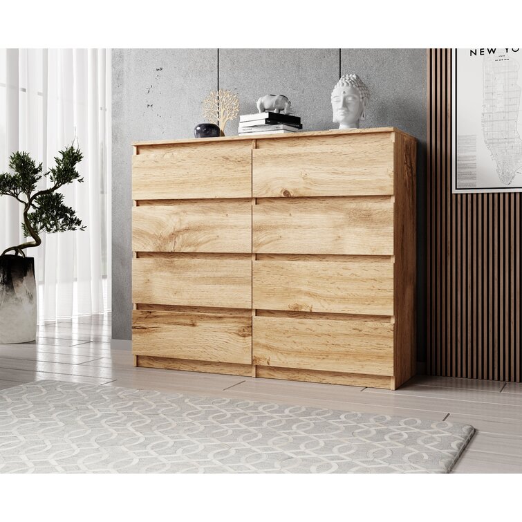 Furnix Perfect chest of drawers/sideboard Arenal 8 White 120 cm 