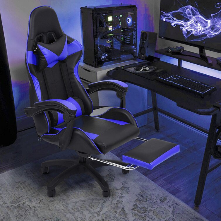Gaming Chair Reclining Backrest Gamer Racing Office Chair w Cushions Racer Seat 