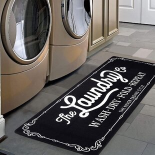 Black Laundry Rug for Laundry Room Farmhouse Decor Runner Rugs Machine Washable Laundry Mat 72x24in