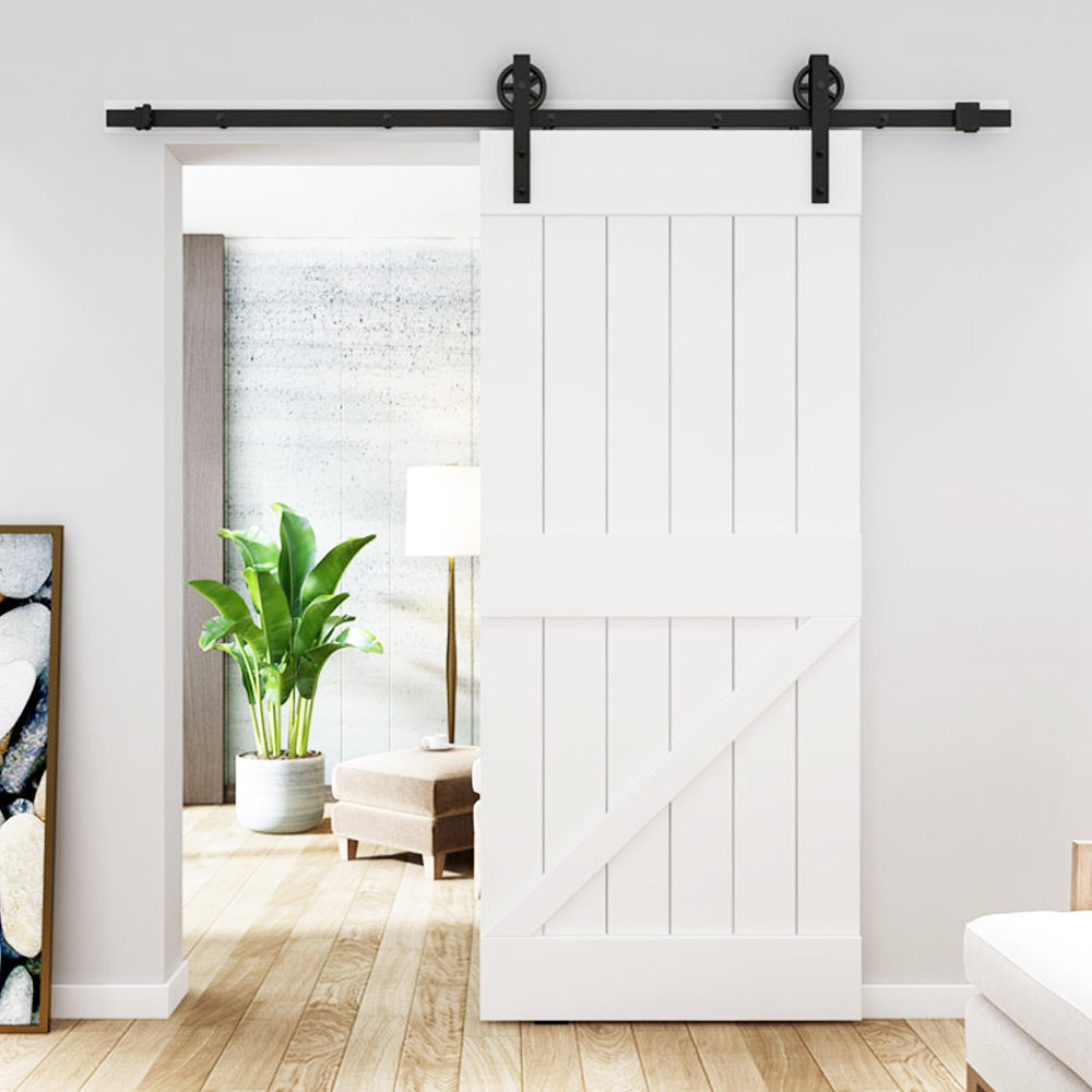 Boshen Aluminum Sliding Barn Door Hardware Rollers Track Rail Pulley