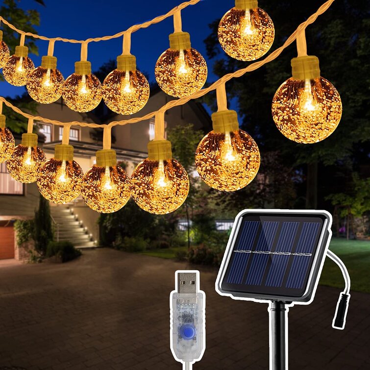 Outdoor White String Light Outside Waterproof 50 LED Solar Garden Fairy Light 