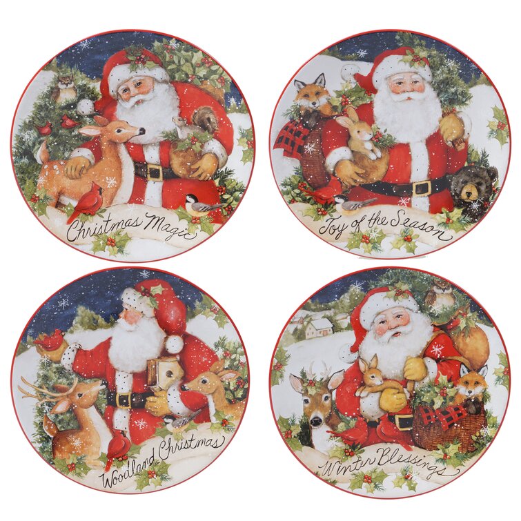 Details about   Christmas Dessert Plate Sculpted Santa Susan Winget Woodland Collection 2004 