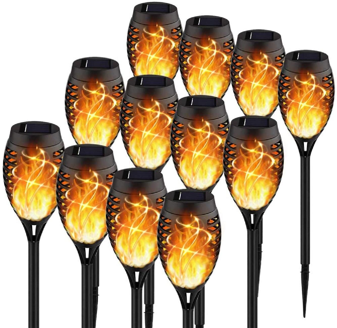 2/4x Flame Solar Torch LED Light Flickering Dancing Garden Lantern Xmas Lighting 