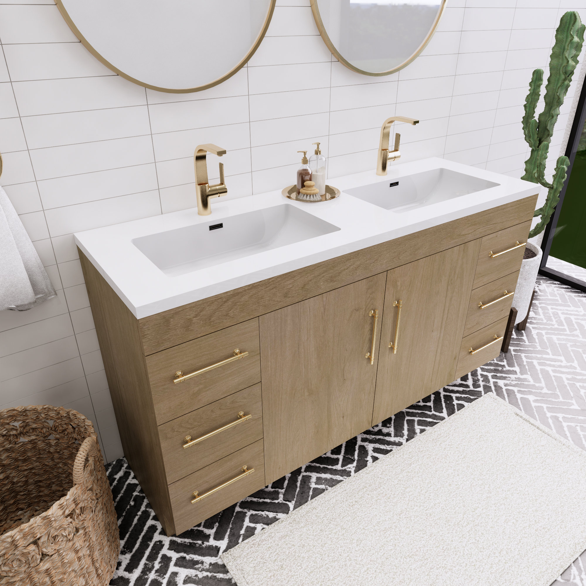Elsa Spring 60" Double Sink Bathroom Vanity | Wayfair
