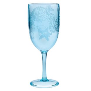 Set of 4 16 oz Shatterproof Plastic Stemless Wine Glasses NAUTICAL 