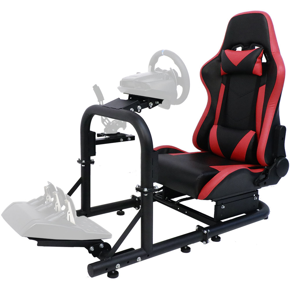 Anman Racing Cockpit With Red Racing Seat Fits Logitech G27/G29/G920/G923 Thrustmaster Adjustable Steering Wheel And Pedal Racing Wheel Stand With Gear Shifter Mount Support PC XBOX ONE PS4 | Wayfair