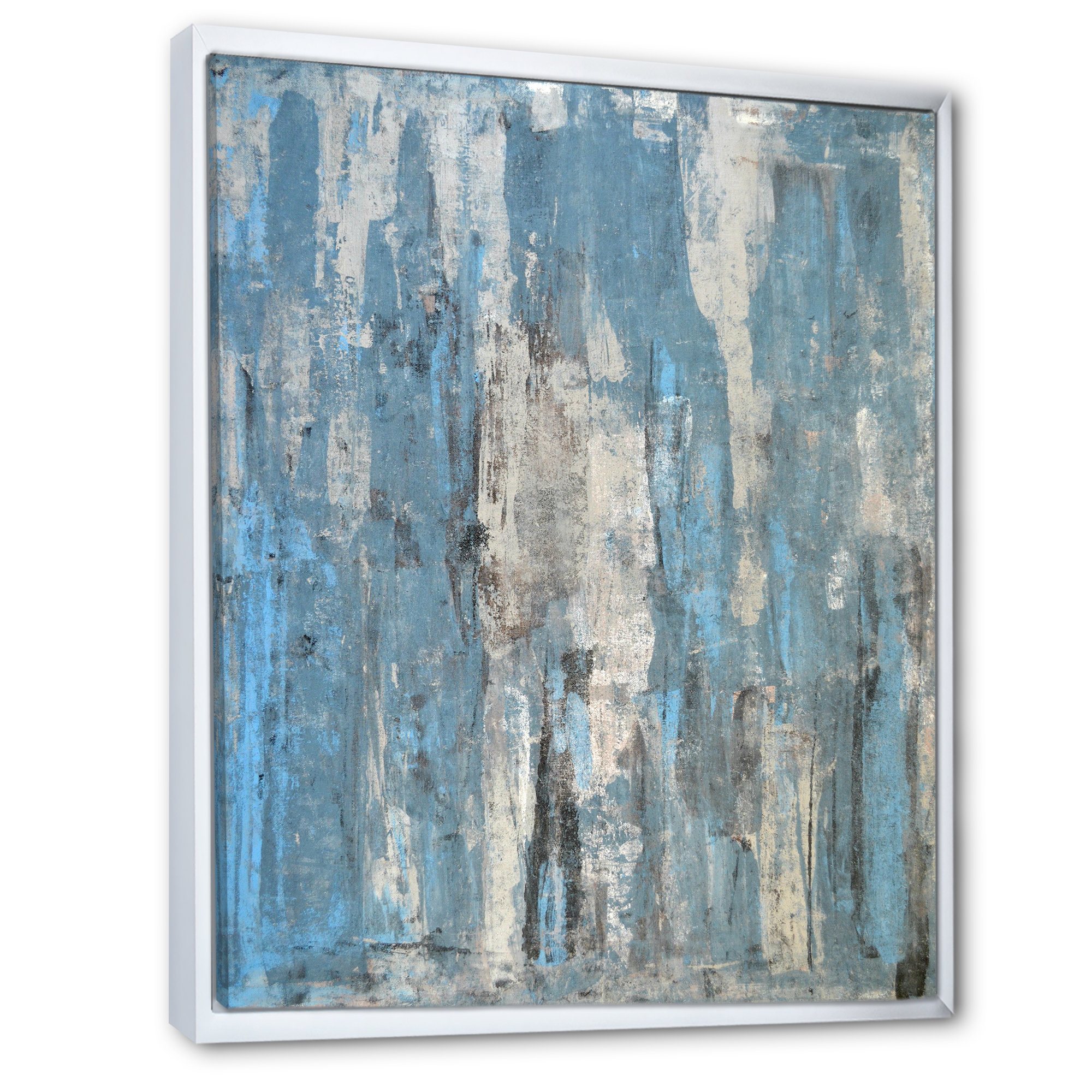 Wrought Studio Grey And Blue Abstract Art Gray And Blue Abstract Art