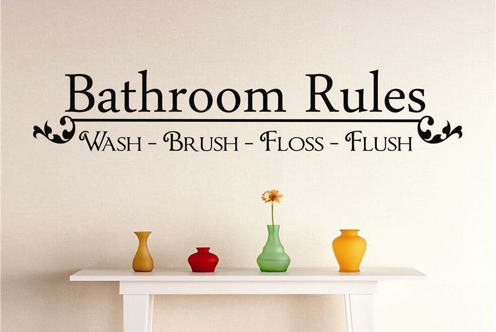 YaptheS Creative Design Bathroom Rules Wall Decal Removable Decal PVC Sticker Home Decoration Black Useful and Well