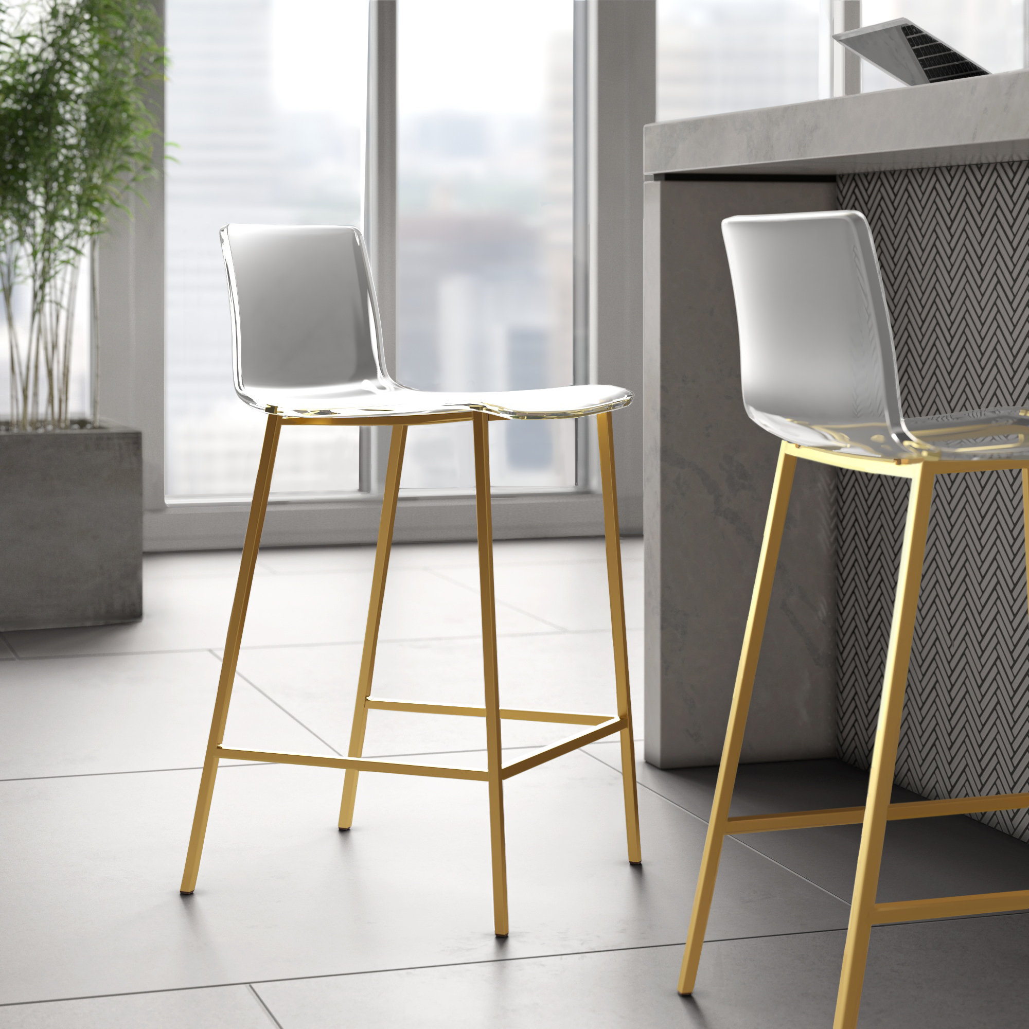 Acrylic Bar Stools Gold