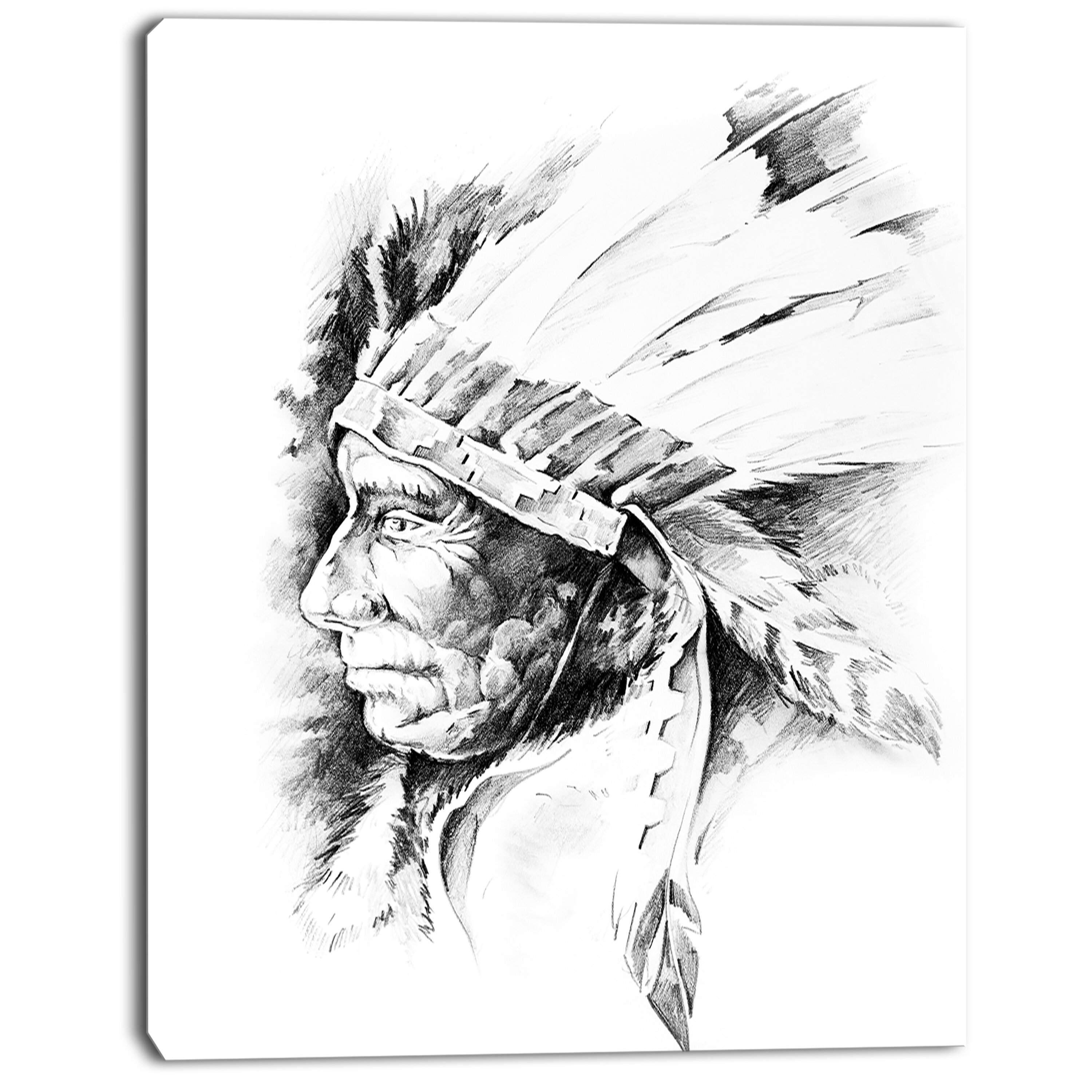 East Urban Home American Indian Head Tattoo Black And White - Wrapped  Canvas Graphic Art - Wayfair Canada