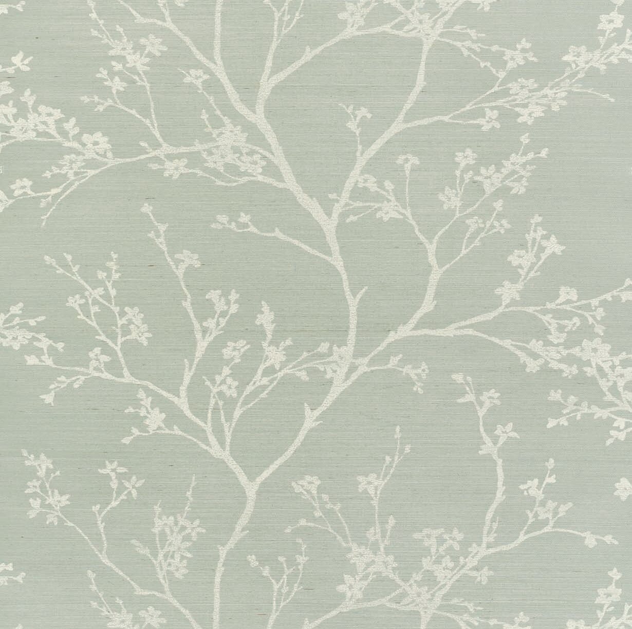 Schumacher Twiggy Grass Cloth Floral Wallpaper | Birch Lane