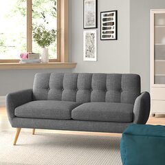 GHP 69x31x35 Gray Fabric Sponge Wood & Plastic Tufted Surface Thick Upholstered Sofa 
