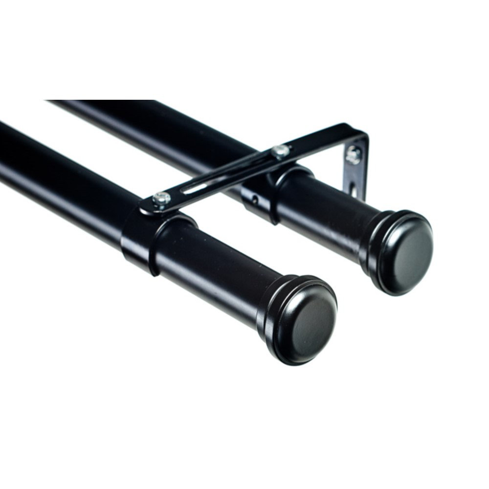 Charlton Home® Gabler Black 1.13" Double Curtain Rod Wayfair