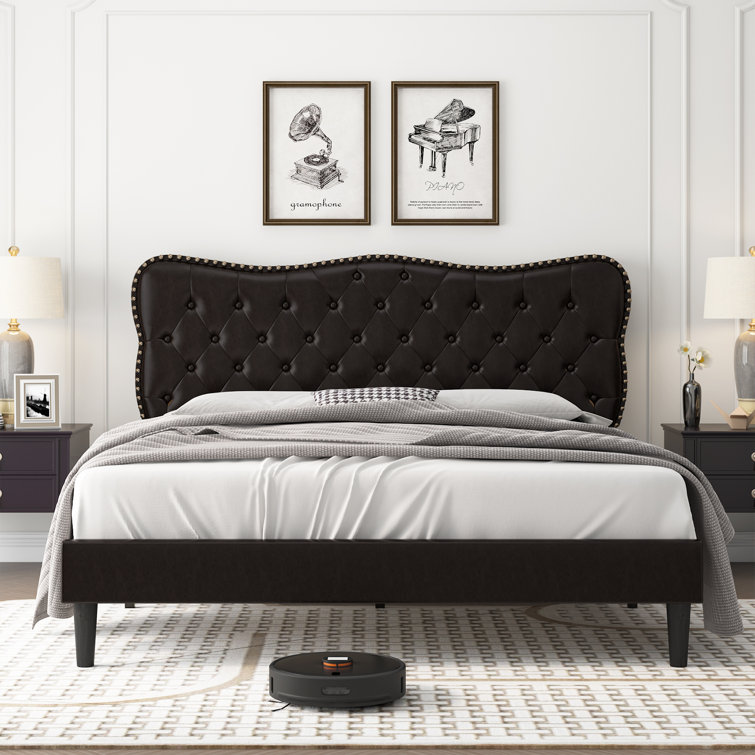 Lofgren Tufted Upholstered Platform Bed with Adjustable Headboard