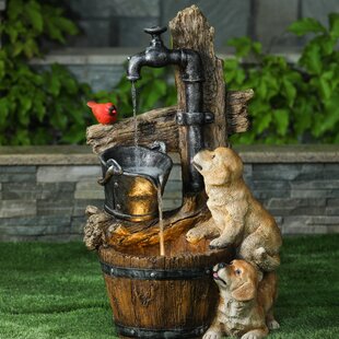 Puppy Dogs Tranquil Dog Indoor Cascading Fountain Twin Puppies Water Feature 