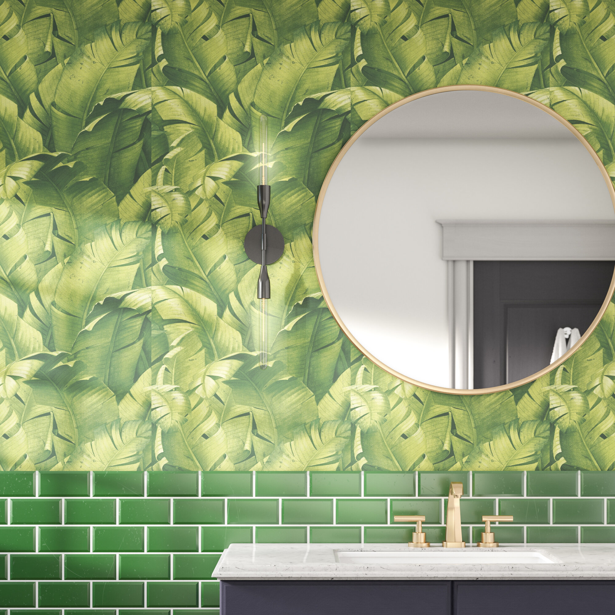 Removable Wallpaper With Banana Leaf Print Banana Leaves Peel  Etsy   Wallpaper living room Discount bedroom furniture Leaf wallpaper