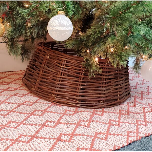 Willow Christmas Tree Skirt Xmas Rattan Cover Modern Stand Wicker Natural Base 