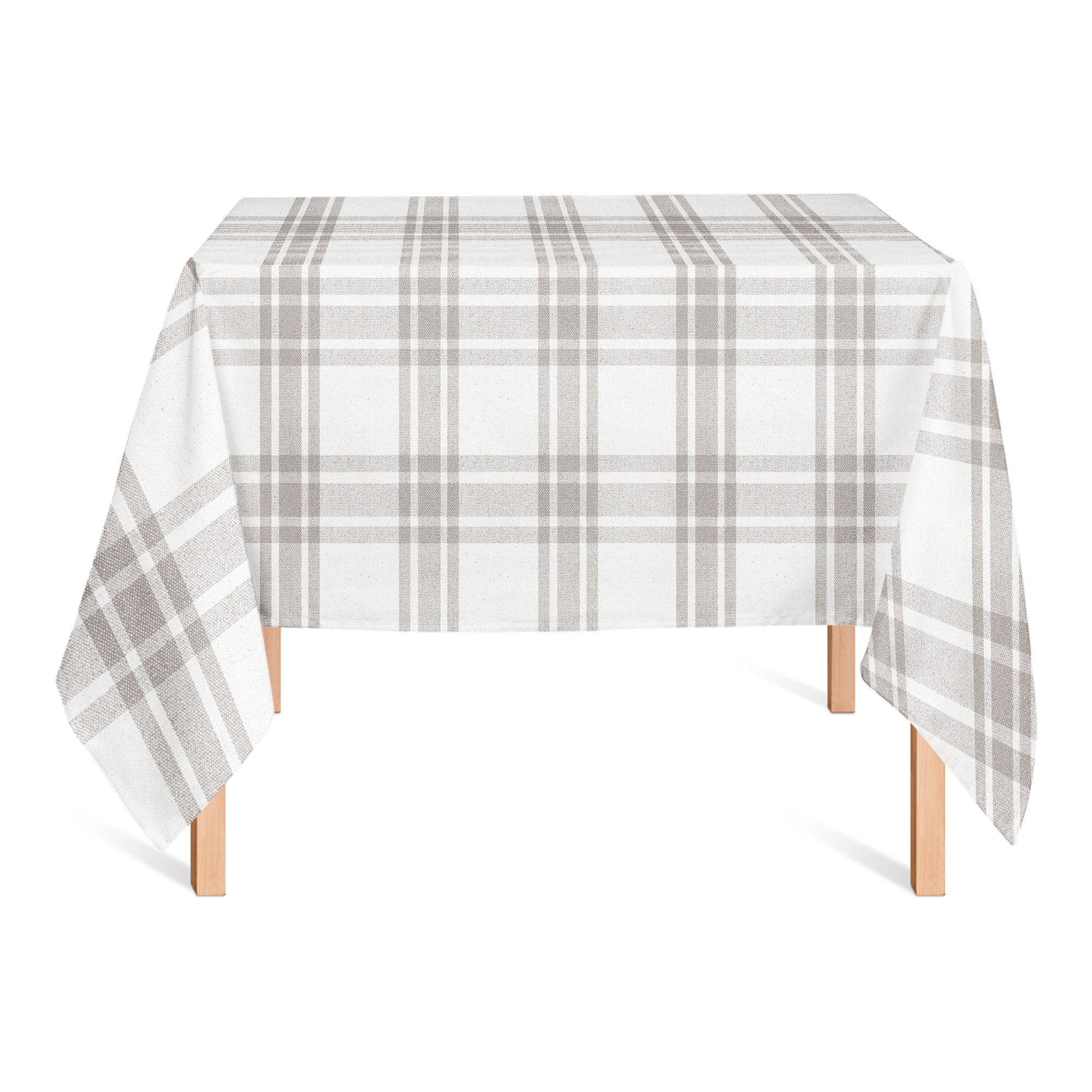 Gracie Oaks Cream And Gray Plaid Tablecloth Wayfair