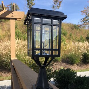 Solar Post Mount Wall Light Pole Lamp White Lantern Outdoor Garden Drive Pathway 