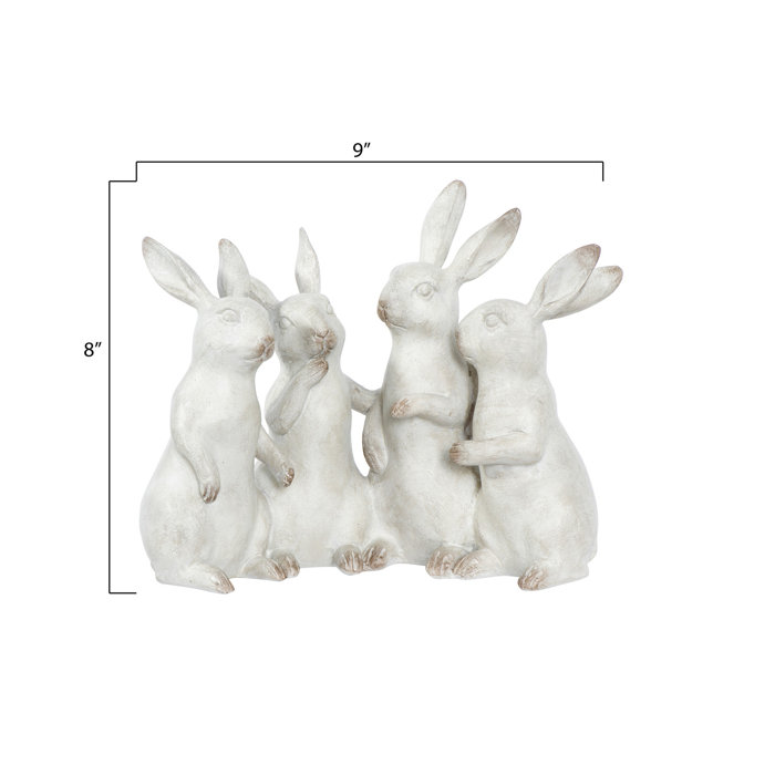 Alcott Hill® Barraza Whitewashed Polyresin Bunny Rabbit Quartet ...